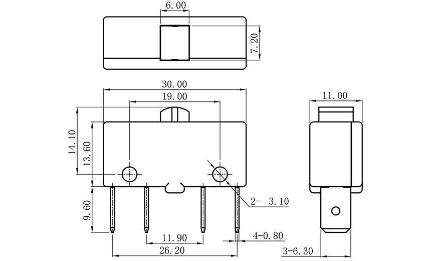 4 pin push button micro switch